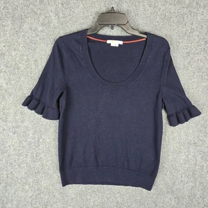 Suéter tejido con volantes supersuaves azules Boden para mujer manga corta de algodón y lana - Imagen 1 de 7