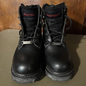 Botas de motociclista Easyriders para mujer 7M de cuero negro con cordones en muy buena condición - Imagen 1 de 14