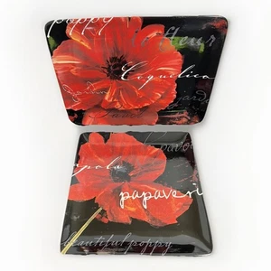 Pair Of Serving Plates Midnight Poppy by CERTIFIED INTERNATIONAL 16x12 12x12 - Picture 1 of 12