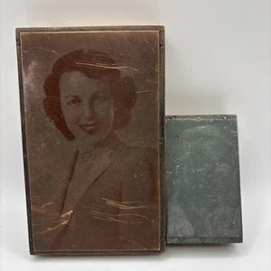Vtg Photoengraving Print Blocks Copper & Zinc Plates Paste-Up Portraits Lot(2) - Picture 1 of 5