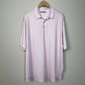 Roundtree & Yorke Performance Polo Shirt Pink Gingham Short Sleeve Men 2XB - Picture 1 of 6