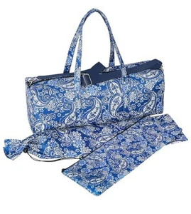Mahjong Rack/Pushers Set, Blue Paisley Carry Bag Tile Tote Rack Sleeve Gold Dice - Picture 1 of 13
