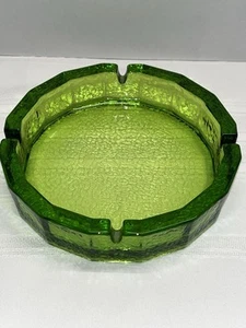 Vintage Blenko Green Pebble Glass Octagon Ashtray Large 8" MCM - Picture 1 of 7