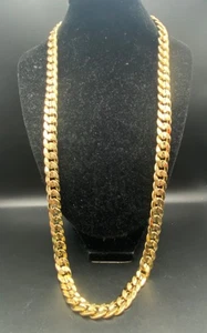 Herren Hip Hop 14K vergoldet Kette Halskette Kubanische Glieder 24" Streetwear Lagenlook - Bild 1 von 6