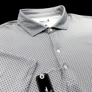 Johnnie O Performance Golf Geometric Print Polo Shirt Black White Large - Picture 1 of 6