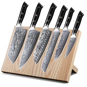 6Pcs TURWHO Kitchen Knife Set Japanese VG10 Damascus Steel Knives + Knife Block - Picture 1 of 12