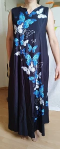Maxikleid Satinkleid Sommerkleid Gr.XL, Grafikdruck Schmetterlinge Butterfly - Bild 1 von 16
