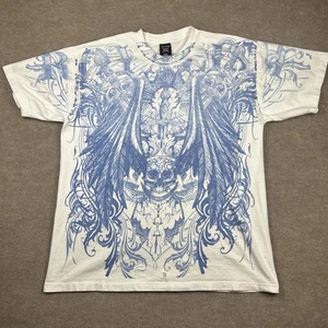 Affliction MMA Style Y2K T-Shirt Size 2XL White Skull Wings Sword Large Print - Picture 1 of 12
