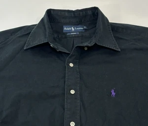 Camisa de vestir Ralph Lauren Blake para hombre manga larga con botones, negra, talla XL - Imagen 1 de 5