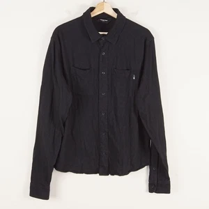 American Giant Premium Slub Cotton Knit Button Up Long Sleeve Black Shirt Mens L - Picture 1 of 8