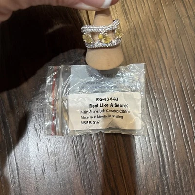 bomb Party 2025 November Size 7 Ring Bent Like A Secret Citrine Rhodium Plating - Image 1 of 4