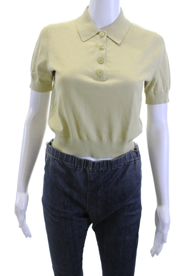 Polo básico de manga corta con cuello de algodón amarillo J Crew para mujer talla XS Foto 1 de 4