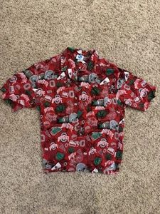Ohio State Buckeyes Football VF Imagewear Hawaiian Shirt Mens XL - Picture 1 of 7