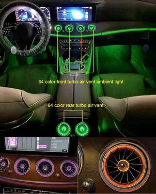 US- 8PCS / 64 Color AC Air Vent LED Ambient Light for Mercedes Benz E-Class W213 - Image 1 of 4