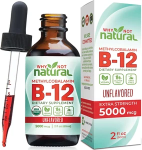 Why Not Natural Organic Vitamin B12 Liquid - Sublingual Extra Strength 60 X 5000 - Picture 1 of 12