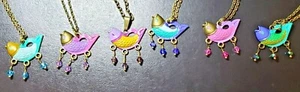 Hand Painted 18" Multicolor Fish Pendant Necklaces with Teardrop Crystals - Picture 1 of 7