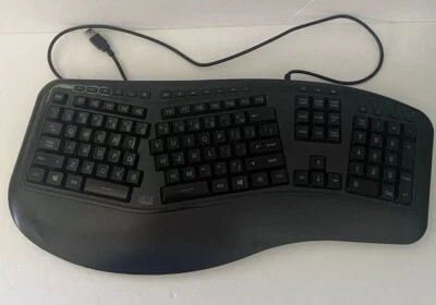 Adesso AKB-150EB RGB LED Color Illuminated Ergonomic Wired Keyboard USB Connect - Image 1 of 4