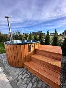 Thermoholz Outdoor Außenwhirlpool Hot Tub BadeFass mit Interner Holzofen Ø 2 m - Bild 1 von 7
