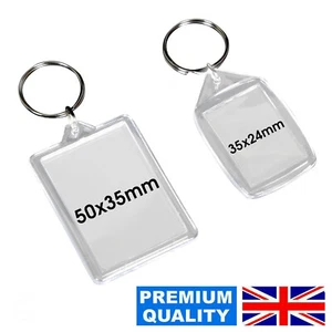 50x35mm 35x24mm Insert Clear Blank Acrylic Plastic Photo Keyrings Personalise UK - Picture 1 of 15