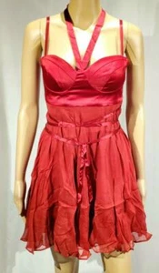 Abito in seta Bebe rosso impero vita nuovo - nuovo senza etichette - taglia M - Foto 1 di 2