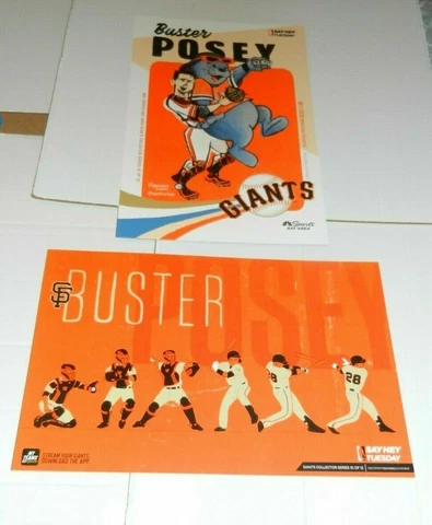 2 SF Giants Buster Posey Authentic Fan Cheer Cards Poster SGA SAN FRANCISCO NEW Cover