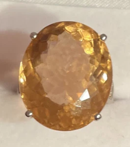23,40 Ct! Handgefertigter Pfirsich ovaler Schnitt Morganit 925 Silber großer Ring - Bild 1 von 8