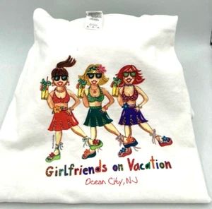 Sparkly White Girlfriends on Vacation, Ocean City, NJ Short Sleeve T-Shirt M NEW - Picture 1 of 3