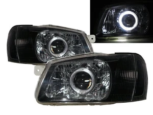 Accent/Verna LCMC MK2 99-03 4D Guide LED Angel-Eye Headlight BK for HYUNDAI RHD - Picture 1 of 7