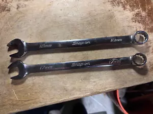 Snap-on OEXM180B 18MM & 17MM Metric 12 Point Chrome Combination Wrenches USA - Picture 1 of 4