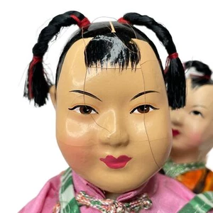 Vintage Chinesische Amah Puppe mit Kind Komposition Original Etikett Hongkong - Bild 1 von 9