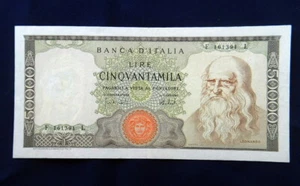 1972 ITALY rare Banknote 50000 LIRE VF+ Leonardo da Vinci HIGH QUALITY - Picture 1 of 2