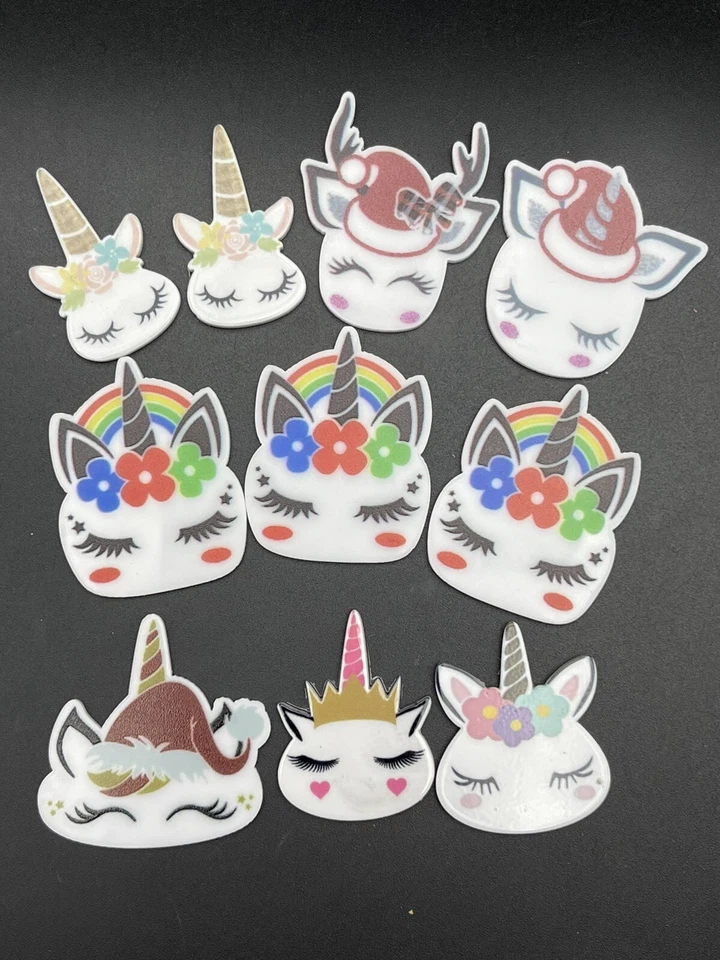 10 Pcs Variety Unicorn Flatback Craft Accessories Variety of Sizes - Image 1 of 2