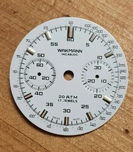 WAKMANN watch dial for ETA Valjoux 7733 swiss made movement - white b - Picture 1 of 5