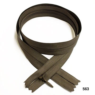 12 pcs High Quality BKC Invisible Zipper Top Open Bottom Closed 24" Brown #563 - Image 1 of 4