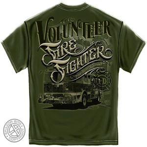 NEW VOLUNTEER FIREFIGHTER AMERICAN CLASSIC GREEN T-SHIRT - Picture 1 of 2
