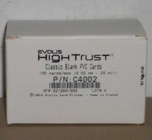 Evolis High Trust classic blank tarjetas de PVC 100 piezas C4002 - Imagen 1 de 1