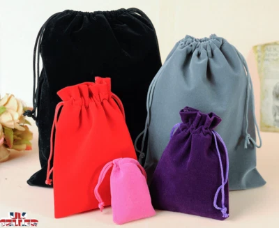 Luxury Soft Velvet Pouches Bag Jewellery Drawstring Wedding Party Gift 5 Sizes
