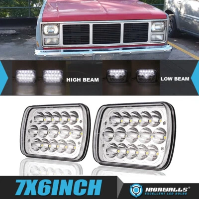 Para GMC S15 1982-1990 2 piezas 7X6" 5x7 Cromo LED Faros Hi-Lo Kit de haz sellado Foto 1 de 4
