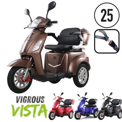 3-Rad Elektromobil 25km/h 60V Li-Ion + Topcase Senioren Dreirad VISTA T408 Braun - Bild 1 von 4