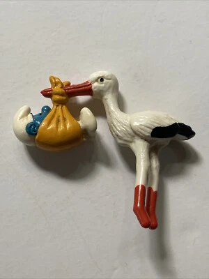 Figura Pitufo Cigüeña y Bebé 40248 Vintage Pitufos Falta Base En muy buena condición Foto 1 de 4
