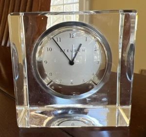 Steuben Crystal Clock 3" x 3" x 2 1/2" Made In Germany - Picture 1 of 7