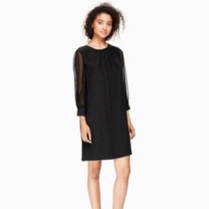 NWT Kate Spade Black 100% Silk Shift Dress Sheer Sleeves size 6 retails $368 92K - Picture 1 of 9