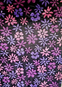 Velvet Fabric Vintage Black Floral Purple Pink Daisy 2 Yds! - Picture 1 of 2