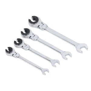 Brake Line Wrench Set 72 Teeth 10mm 12mm 14mm 17mm Ratcheting Wrenches - Picture 1 of 24
