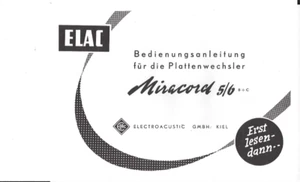 Manual de instrucciones Elac user manual owners manual para Miracord 5 / 6 Copy - Imagen 1 de 1