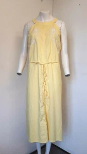 Lovely Yellow Embroidered Linen Blend Sleeveless Dress by Next - Size 20 - BNWOT - Picture 1 of 5