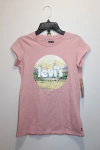 LEVI'S GIRLS POSTER LOGO T-SHIRT 100% COTTON PINK & MULTICOLOR SIZE L - Picture 1 of 3