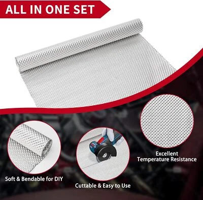 Exhaust Heat Shield Automotive Embossed Aluminum 20"x20" Muffler Shield/Wrap US - Изображение 1 из 4