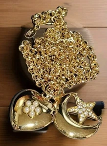 Joan Rivers Halbmond Mond Strass Stern Herz Perle Anhänger goldfarben Halskette - Bild 1 von 6