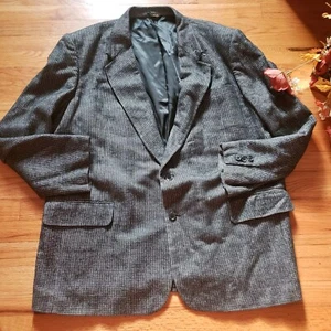 AUSTIN MANOR Two-button Sport Coat Blazer Jacket 100% Silk Tweed 54R Herringbone - Picture 1 of 9